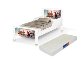 mini cama juvenil dos Homem Aranha infantil retro proteção lateral branca com colchão