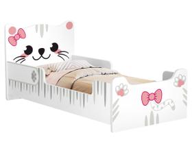 Mini cama Juvenil Gatinha Branca/Rosa estrado reforçado Menina Menino Princesa Montessoriana - Móveis Bela