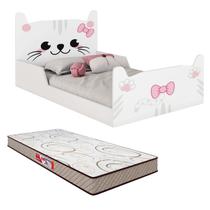 Mini Cama Juvenil Gatinha Montessoriana Com Colchão Branca Rosa Menina Princesas Quarto Infantil Criança