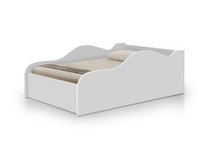 Mini Cama Juvenil Infantil Branca MDF Baixa de Chão Para Criança Carro Decoração Moderna Unissex