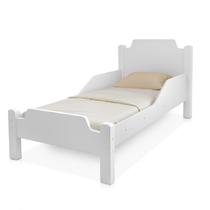 Mini cama juvenil para crianças branca com proteção lateral