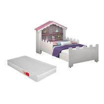 Mini Cama Magia Com Colchão D18 Casinha Castelo Infantil Branco e Rosa Mini Cama Magia Com Colchão D18 Casinha Castelo Infantil Branco e Rosa