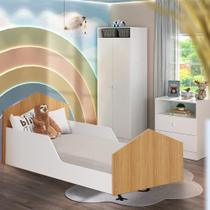 Mini Cama Montessoriana 100% MDF Branco Nature Conny Shop JM