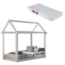 Mini Cama Montessoriana Analu Branco Acetinado com Colchão - Carolina - Carolina Baby