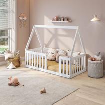 Mini Cama Montessoriana com Grade e Telhado Giulia Casatema MadeiraOriginals Branco