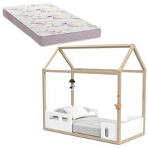 Mini Cama Montessoriana Liv Branco Soft Natural com Colchão - Matic