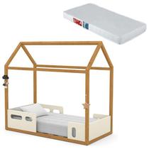 Mini Cama Montessoriana Liv Off White Freijó com Colchão - Matic