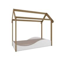 Mini Cama Montessoriana Uli Peroba Branco /Carvalho Infantil