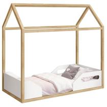 Mini Cama Montessoriana Zoe Branco Acetinado Pinus Natural - Reller Mini Cama Montessoriana Zoe Branco Acetinado Pinus Natural - Reller
