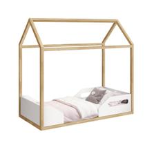 Mini Cama Montessoriana Zoe Branco Fosco com Amadeirado