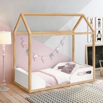 Mini Cama Montessoriana Zoe Infantil Branco Fosco / Madeira Pinus - Reller Mini Cama Montessoriana Zoe Infantil Branco Fosco / Madeira Pinus - Reller
