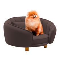 Mini Cama Poltrona Pet Lary Baby Para Cachorro Veludo Marrom - Abmaza