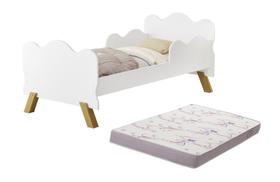 mini cama retro branca angel pes de madeira proteção lateral ja com colchao