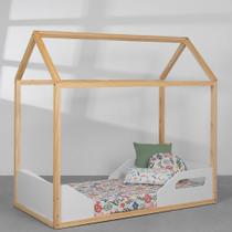 Mini Cama Theo - Branco Fosco com Madeira Pinus Mini Cama Theo - Branco Fosco com Madeira Pinus