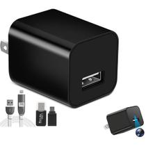 mini camera 32gb espião carregador escondido tomada usb hd preto - smart charger