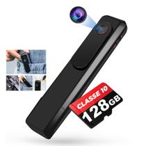 Mini Câmera Escondida + Cartão 128GB Filmadora M18 Secreta Caneta Bolso Plug Full Hd 1080p