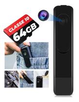 Mini Câmera Escondida + Cartão 64GB Filmadora M18 Secreta Caneta Bolso Plug Full Hd 1080p