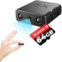 Mini Câmera Escondida XD-1 C/ Bateria + Memória 64GB Micro Filmadora Segurança Visão Noturna Full HD