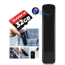 Mini Câmera Espiã Caneta M18 + Cartão 32GB Filmadora Full Hd 1080p Plug Bolso Escondida Secreta - CLICK