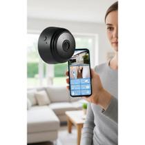 Mini Câmera Espiã Wi-Fi 1080p Segurança Secreta Preta