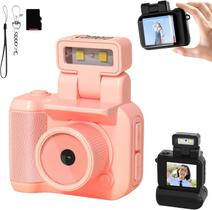 Mini câmera Retro Snap 1080P HD com flash LED de 16 GB/32 GB rosa
