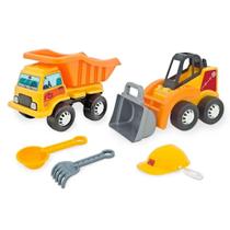 Mini Caminhão Caçamba Escavadeira com Pá Rastelo Capacete Engenheiro Mirim Tilin Mini Caminhão Caçamba Escavadeira com Pá Rastelo Capacete Engenheiro Mirim Tilin