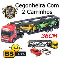 Mini Caminhão Cegonha 36CM Com 2 Carrinhos Pick Up Color - Brinquedos Infantil Super Caminhaozinho