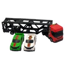 Mini Caminhão Cegonheiro de Brinquedo com 2 Carrinhos - Vermelho