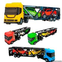 Mini Caminhão Com Dois Carrinhos Cegonheiro De Brinquedo Infantil