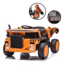 Mini Caminhão Elétrico Infantil Escavadeira 12v Laranja Luz Sons