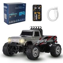 Mini caminhão RC Hehred 1:64 Scale Monster com luzes cinzentas