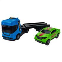 Mini Caminhão Reboque com Pick Up Brinquedo Infantil Veículo Transporte BS Toys para Crianças