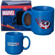 Mini Caneca Capitão América Azul Café Expresso Empilhável Cerâmica 100ML Oficial Marvel