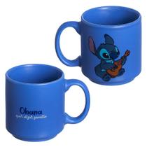 Mini Caneca Stitch Empilhável Porcelana Azul 100ML Oficial Disney