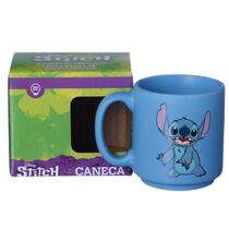 Mini Caneca Xícara Stitch Feliz Café Chá Oficial Azul Original Licenciado 100ml