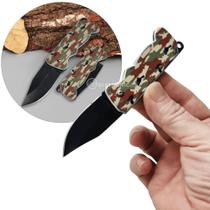 Mini Canivete Retrátil em Aço Inoxidável Camuflado com Lâmina de 5cm Para Aventuras e Emergências SLKD45