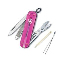 Mini Canivete Suíço Classic Victorinox Rosa translúcido 7 funções Original Mini Canivete Suíço Classic Victorinox Rosa translúcido 7 funções Original