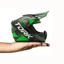 Mini Capacete Miniatura Cross Factory Edition Preto/Verde Tork