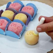 Mini carimbo desenhos estrela coração circulo flor bluestar p/ biscuit doces pasta massa