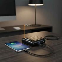 Mini Carregador 10000mah Power Bank Portátil 4 Cabos Com Luz Mini Carregador 10000mah Power Bank Portátil 4 Cabos Com Luz
