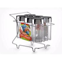Mini Carrinho Com 6 Porta Condimentos Cromado - Arthi