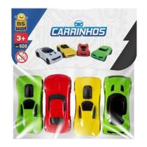 Mini carrinho de brinquedo 6cm kit 4 unidades na solapa cores sortidas - bs toys