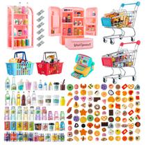 Mini carrinho de compras WEHOO 164 unidades com acessórios para DollHouse