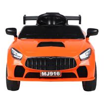 Mini Carro Carrinho Elétrico Infantil Gt4 Motor 12v Laranja Música Usb Controle Remoto