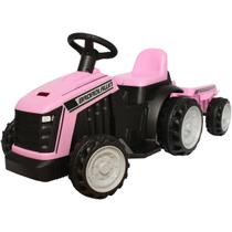 mini carro carrinho trator elétrico infantil passeio com pedal e controle Criança Menina Rosa
