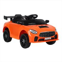 Mini Carro Elétrico Criança Laranja 12V Luz Led Marcha Ré