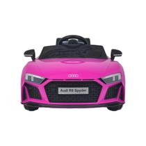 Mini carro eletrico infantil audi r8 spyder rosa 12v luz som e controle remoto - IMPORT WAY