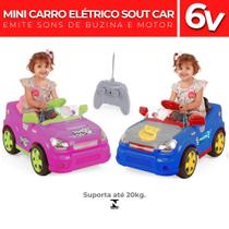 Mini Carro Elétrico Infantil c/ Controle e Som 6v Sout Car