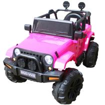 Mini Carro Elétrico Infantil Controle Luzes USB Jeep Rosa Mini Carro Elétrico Infantil Controle Luzes USB Jeep Rosa