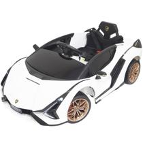 Mini Carro Elétrico Infantil Criança 6V Lamborghini Sián Controle Remoto Branco Brinqway BW-181 BR